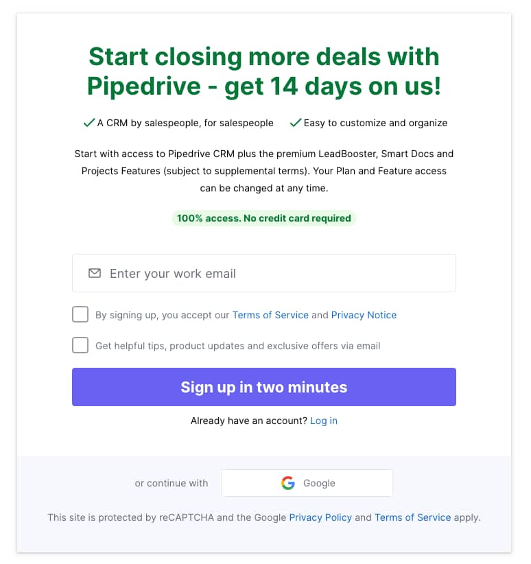 B2B SaaS Lead Generation Pipedrive free trial sign up