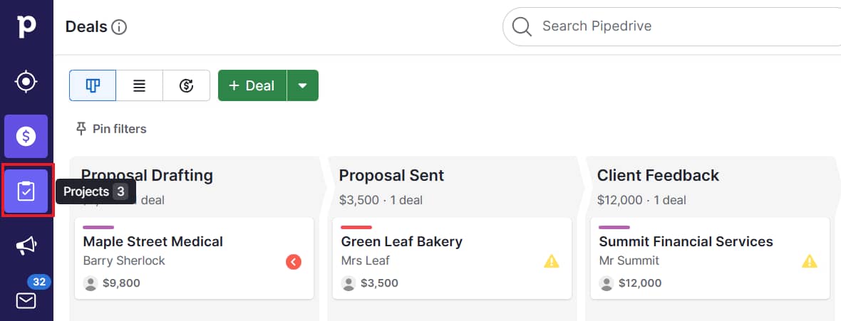 Cross-team collaboration Pipedrive Projects