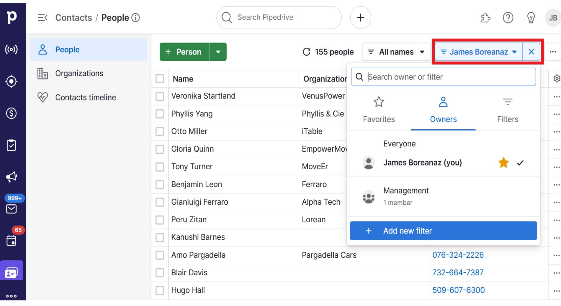 marketing qualified lead Pipedrive custom filters