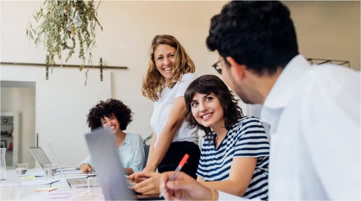 Team members working together