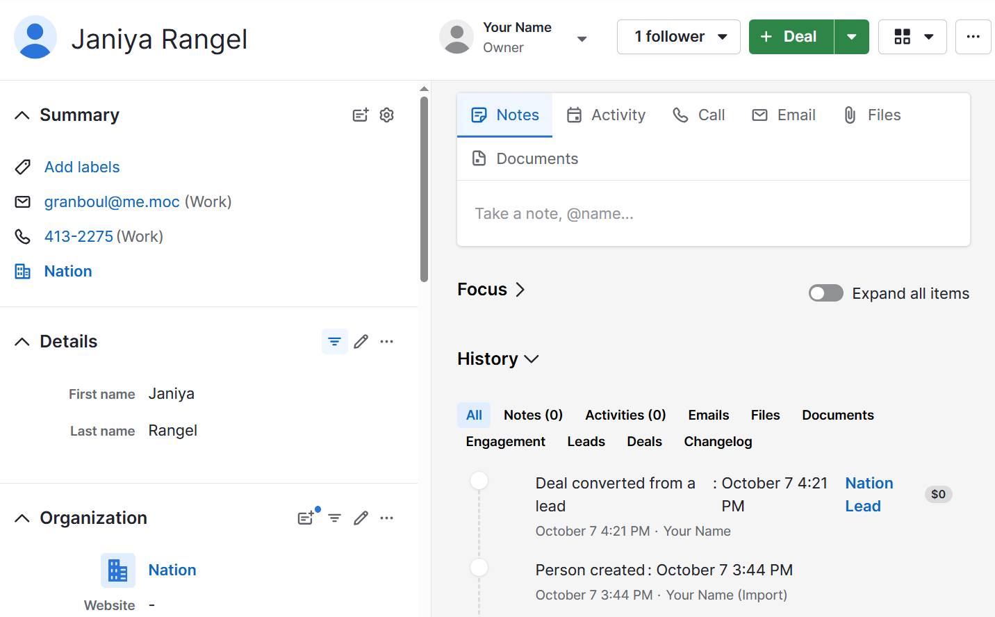 Warm leads Pipedrive People contacts