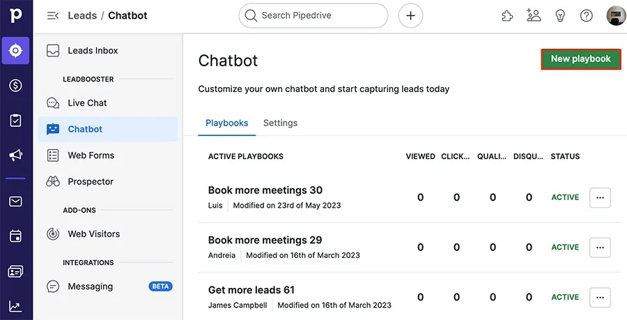 B2B SaaS Lead Generation Pipedrive Chatbot