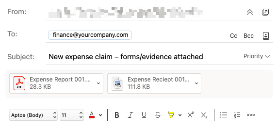 Expense reports new expense claim email example